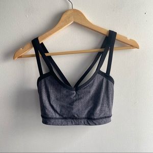 Lululemon black grey striped strappy sports bra 6